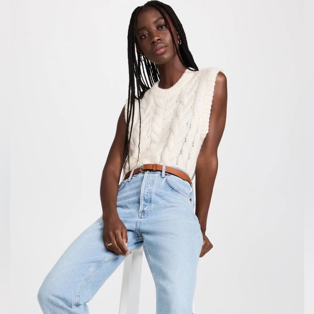 Rails Alexis Cable-Knit Sweater Vest $218 Medium Ivory